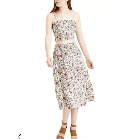 City Triangles Juniors' 2-Pc. Smocked Floral-Print Midi Dress SizeL - Picture 1 of 15